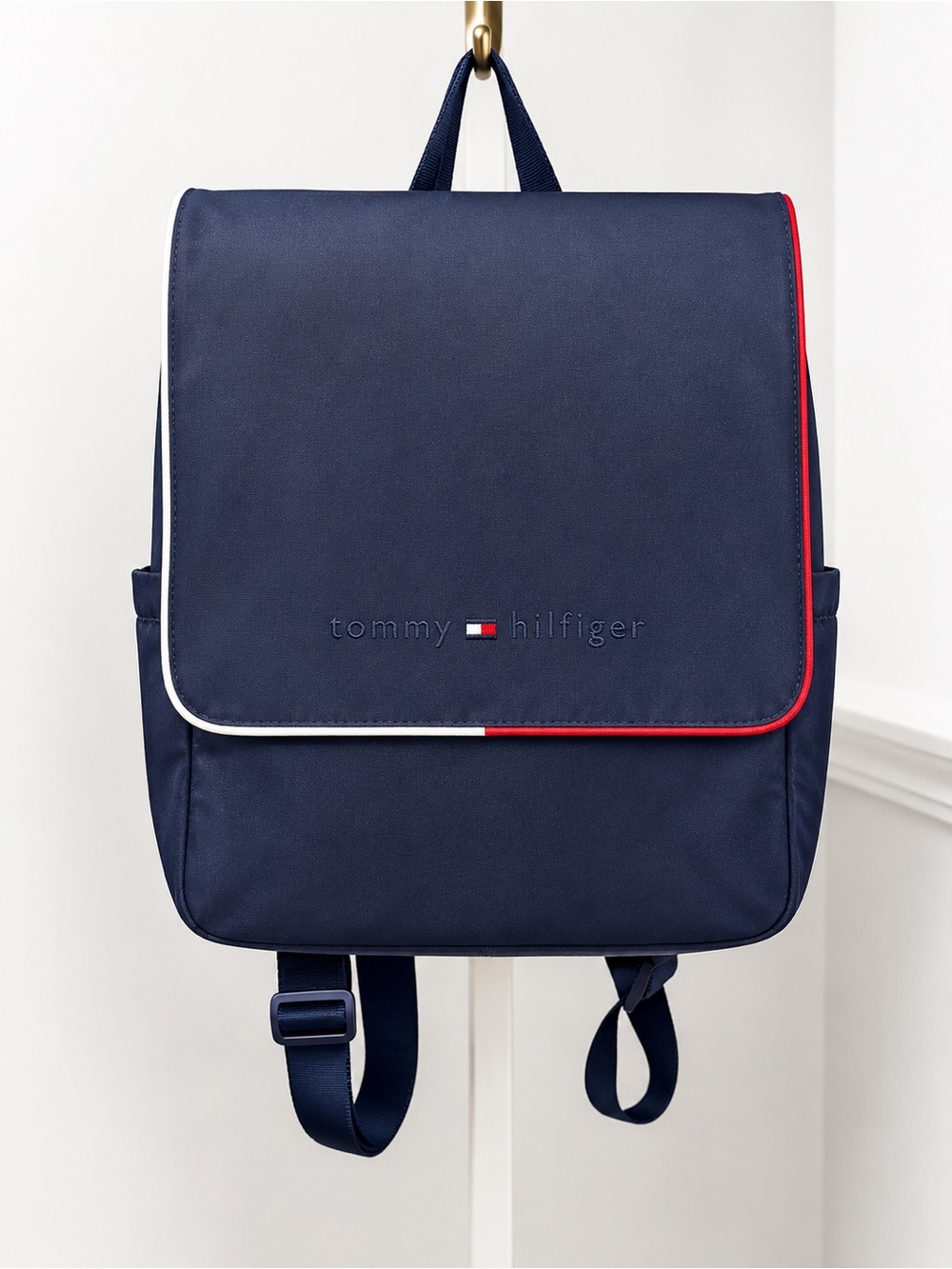Tommy Hilfiger Navy Backpack with Red and Cream Trim